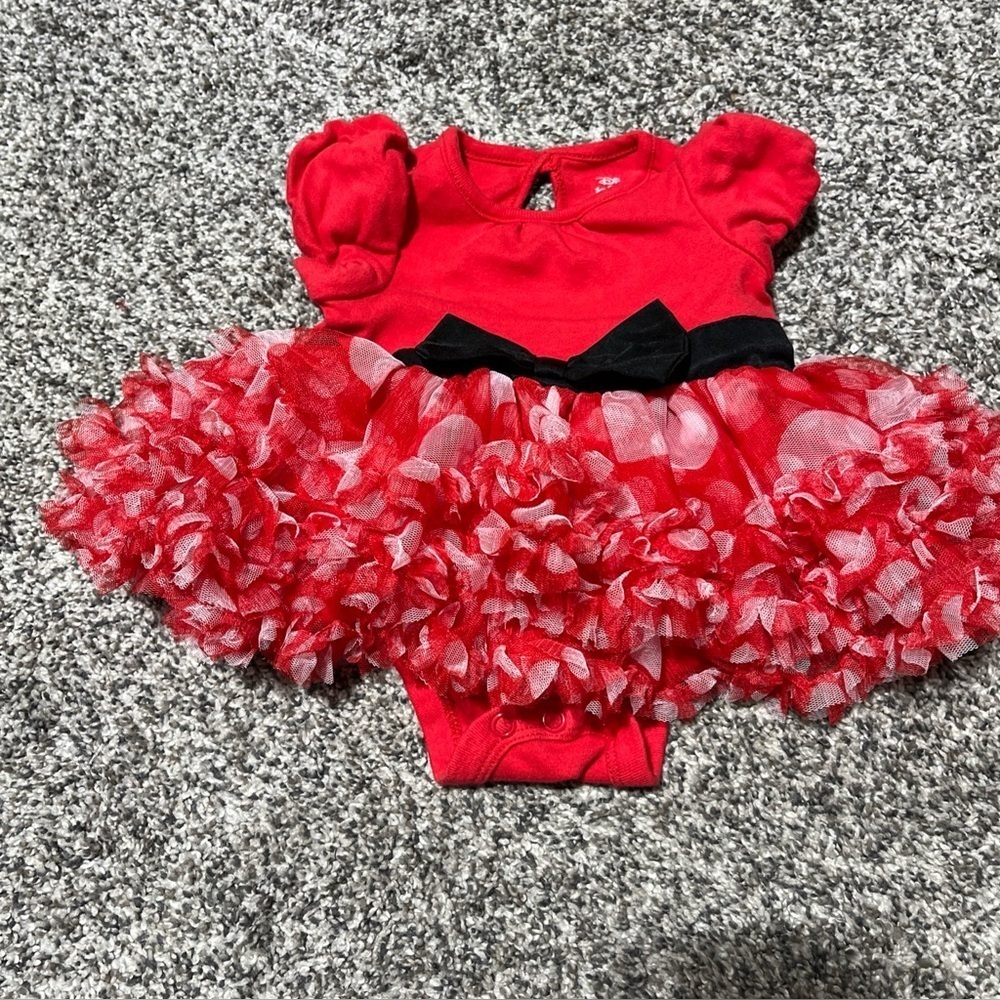 Disney Baby Minnie Mouse 0-3 Months Red Tutu Ruffle Dress Cotton One Piece